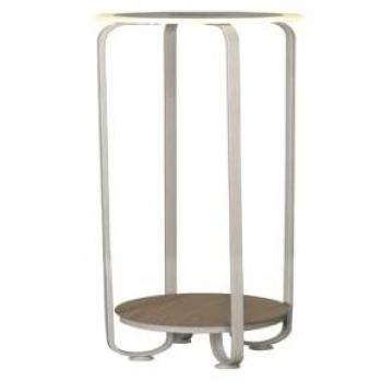 Mesita de noche con luz regulable (3 posiciones) y cargador inalámbrico 20W 3000K blanco madera
