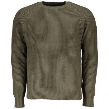 North Sails Green Cotton Long-Sleeve Crewneck Shirt for Men, Size S, with Contrast Details and Logo Applique