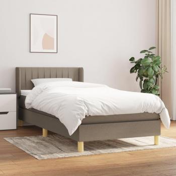 Bastidor de cama box spring con colchón Tortera 100x200 cm en tela gris taupe