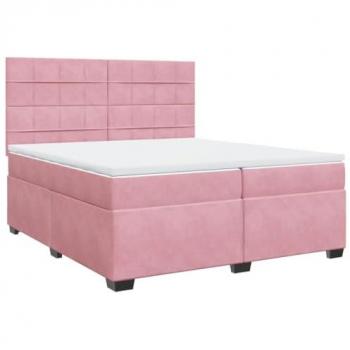 Cama Box Spring con Colchón de Terciopelo Rosa 200x200 cm
