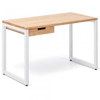 Mesa iCub Strong Eco 1 Cajón 120x60x73cm Blanca Madera Maciza Pino Acabado Natural Estilo Nórdico Industrial