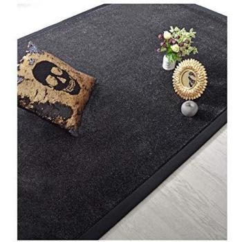 Alfombra de Paillettes Estrella Negra con Cinta de Algodón Negra - 140 x 200 cm