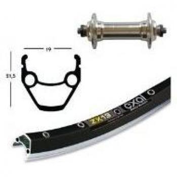 Rueda Delantera 26x1.75 Aluminio Plata Exal ZX 19, 36 Agujeros, Radios de Niro
