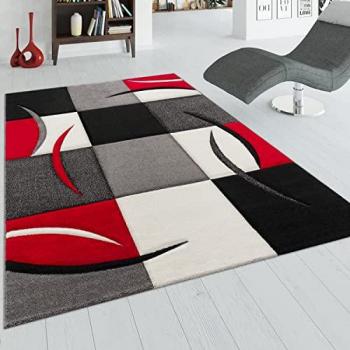 Alfombra Diseño 3D Diamond 665, Rectangular, Karo Rojo Negro, 160x230 cm, Altura 17 mm, Ideal para Sala y Dormitorio