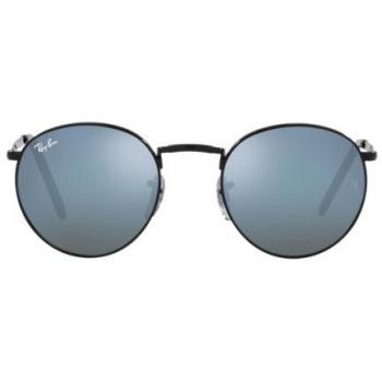 Ray-Ban New Round RB3637 002/G1 Black Unisex Sunglasses 53mm with Green Mirrored Lenses