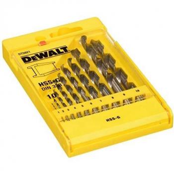 DEWALT DT5921-QZ - Juego de 10 brocas para metal HSS-G DIN 338 en cassette de plástico Ø 1,2,3,4,5,6,7,8,9,10mm