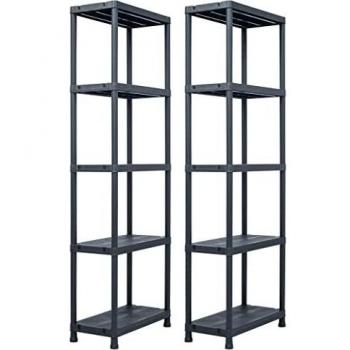 vidaXL 2X Estanterías Plástico 125kg 60x30x180 Negro Repisa Mueble Organizador