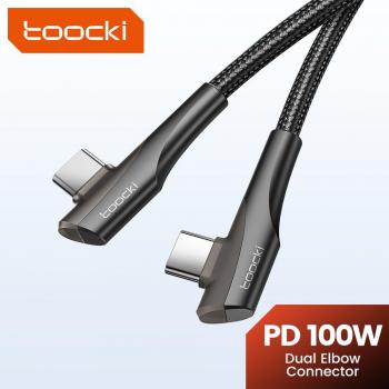 Toocki 100W Fast Charging Dual Angle USB Type C Cable for Xiaomi, Samsung, OnePlus, and iPhone 15 Pro Max
