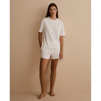 Pantalones cortos HUGO Shuffle Side Logo de mujer confeccionados en modal y algodón, color blanco, talla M