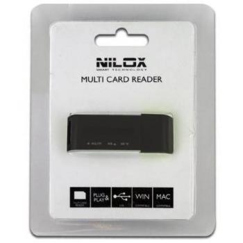 Nilox 10NXCRMI00001 - Lector de tarjetas, USB, color negro