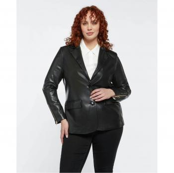 Blazer rock de mujer con efecto cuero y cierre de botones