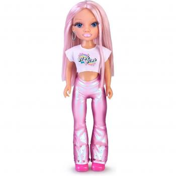 Nancy - Un Día de Look Brillante Muñeca con Pelo Rosa y Accesorios de Peinado, Incluye Máquina de Gemas y 100 Accesorios, para Niños a Partir de