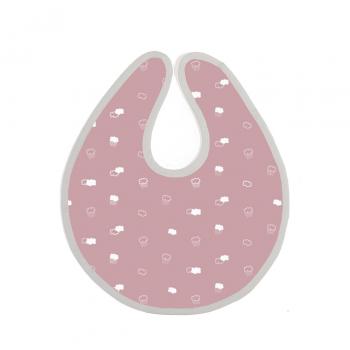 Baby bites original babero gris y rosa estampado nubes