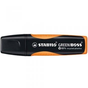 Marcador Fluorescente STABILO GREEN BOSS - Naranja - Trazo 2 y 5 mm - Plástico Reciclado - Recargable