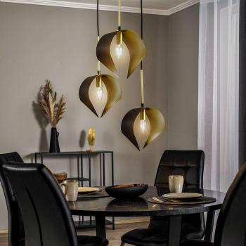 Lámpara colgante Mikolay de Lucande, 3 luces, diseño moderno en color negro, fabricada en metal, adecuada para salón y comedor, con portalámparas E14