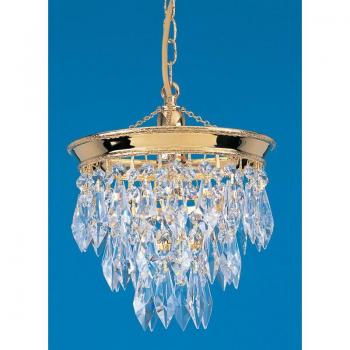 Colgante Brunswick Oro 1 bombilla 26cm, Lámpara de Techo Colgante 3 Niveles Strass Oro