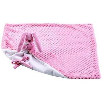 Manta Doudou Lapidou Suave Piña Rosa Viejo con Sujetador de Chupete 50 x 50 cm