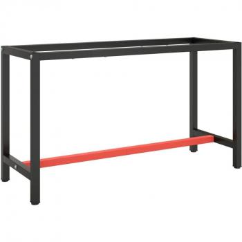 vidaXL Work Bench Frame Matte Black and Matte Red 140x50x79 cm Metal