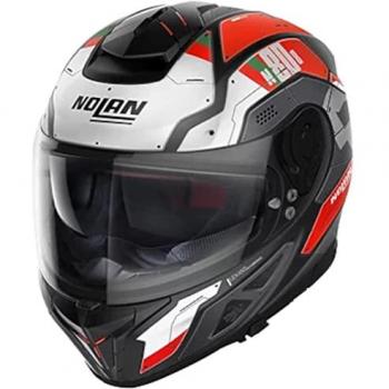 Casco Integral NOLAN N80-8 STARSCREAM con Sistema de Liberación de Emergencia, color Negro-Blanco-Rojo, talla L