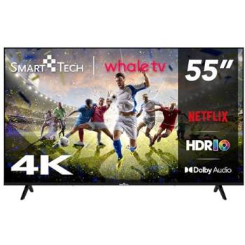 Televisor Smart Tech 55 QLED UHD 4K Whale OS - Netflix, Prime Video, Disney+, HDR10, 3xHDMI, 2xUSB, Dolby Digital+
