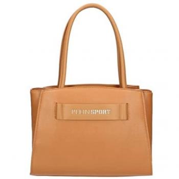 Plein Sport Eco-Leather Brown Shoulder Bag with Silver Logo