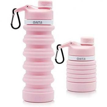 ONTA Botella De Agua Plegable-Botella De Agua Plegable De Silicona Libre De BPA para Viajes,Aprobada por La FDA,Botella De Agua Portátil De Silicona De Grado Alimenticio a Prueba De Fugas para Viajes
