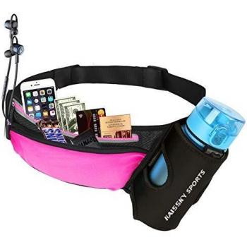 Riñonera Deportivo Cinturón Running Belt con Botella Agua Bolsa Impermeable, Conveniente para iPhone 8/8 plus/X/XS/XS MAX/XR, Para Deportes Al Aire Libre Fitness Senderismo, Ciclismo, Jogging, Caminar