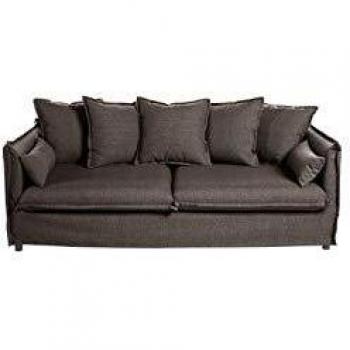 Sofá de 3 plazas gris oscuro 'Odilon' con cojines, dimensiones 210x104x69cm, marca Atmosphera créateur d'intérieur