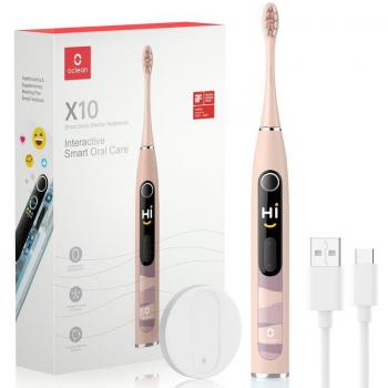 Cepillo de Dientes Eléctrico Oclean X10 Rosa - Carga Rápida, 5 Modos de Cepillado, 40,000 Oscilaciones por Minuto