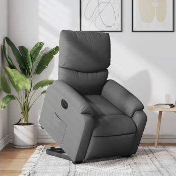 Sillón eléctrico reclinable elevable de tela gris claro, gris oscuro y negro - Sillón cómodo para dormitorio, silla relax, sofá
