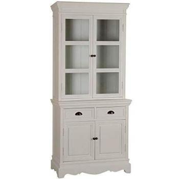 Vitrina alacena de Cristal y Madera Blanca de 86x40x189 cm - LOLAhome