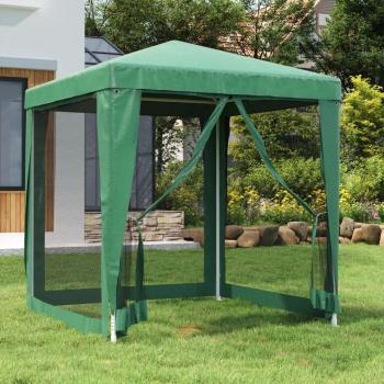 vidaXL Party Tent with 4 Mesh Sidewalls Green 2x2 m HDPE