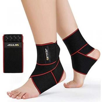 Jellas Tobillera Soporte para Tobillo Ajustable Super Cómoda Material Nylon Elástico Envuelve el Tobillo y se Ajusta a Todos los Tamaños y para Todos los Deportes, Dolor Articular, Esguinces 2 Pieza