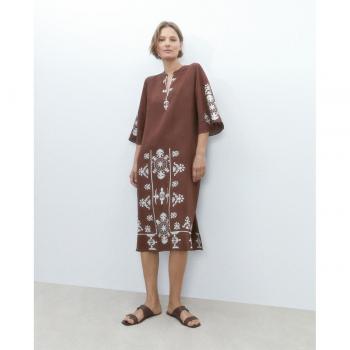 Vestido midi con bordados de Woman El Corte Inglés