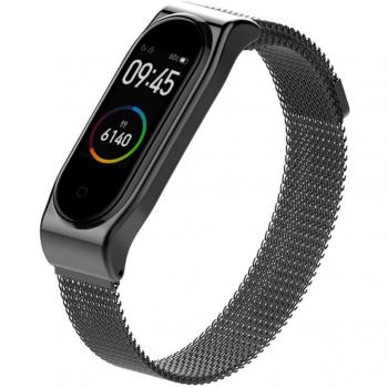 AHANGA Mi Band 4 Correa Xiaomi Mi Band 3 Correas Metal Pulsera de Actividad Reloj Milanés Wristband Repuesto Bandas de Acero Inoxidable Agradable con Cierre magnético Cerradura Imán