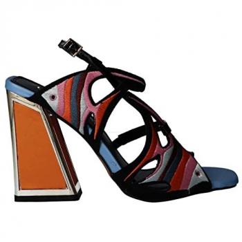 Sandalias de Mujer Bordadas EXE DOMINIC-522 PU Negro Talla 38