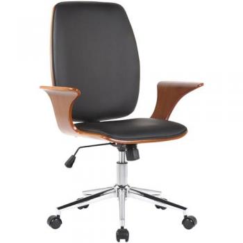 Silla de oficina giratoria regulable en simil cuero nogal/negro CLP Burbank