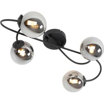 Plafoniera moderna negra de 4 luces con cristal ahumado - ATHENS