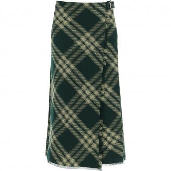 Burberry Women's Wool Midi Skirt in Green | Size 8 | 8083032B8682