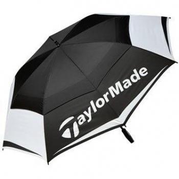 TaylorMade TM Tour Double Canopy Paraguas de Golf, Unisex Adulto, Negro/Blanco/Gris, 64