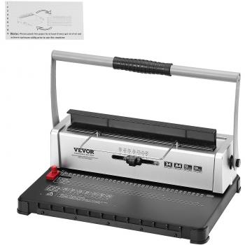 Máquina de encuadernación manual Vevor con perforadora de 34 agujeros, capacidad para 120 hojas y espiral ajustable de 3/16 a 9/16