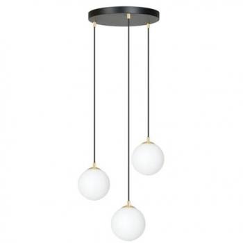Lámpara de Suspensión Royal EPIKASA, Acero con Recubrimiento de Polvo y Vidrio, Color Negro, Oro y Blanco, Dimensiones 40x100x40 cm