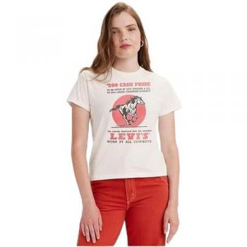 Camiseta Levi's Graphic Classic blanca, estampada, manga corta, color Cash Prize Egret, talla S para mujer