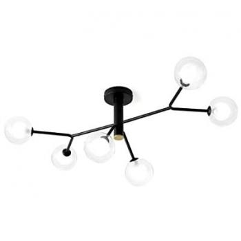 Lámpara de Techo Cosmo, 6 Luces, Negro/Transparente, Cristal