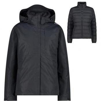 CMP Women's Grey Zip Hooded Jacket with Detachable Inner Liner Size 38