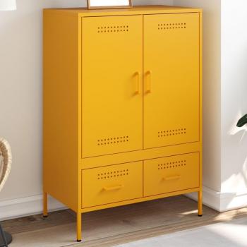 Aparador de acero laminado en frío amarillo mostaza 68x39x101,5 cm