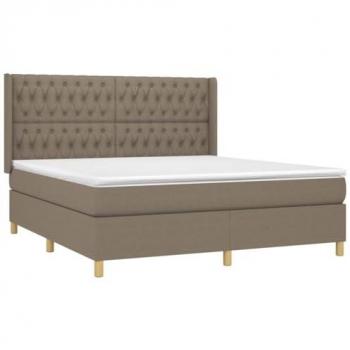 Cama Box Spring con Colchón Tela Gris Taupe 180x200 cm