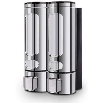 ILIKEPOW Dispensador de jabón manual ABS de montaje de pared para champú de ducha o limpiador de manos, 2 unidades de 400 ml de plata