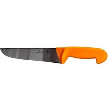 Cuchillo Carnicero Victorinox Swibo Recto con Funda, Longitud de Hoja 24 cm, Color Plateado/Naranja