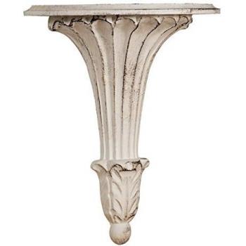 Estante de pared de madera shabby chic blanco envejecido 34x29x14 cm Made in Italy